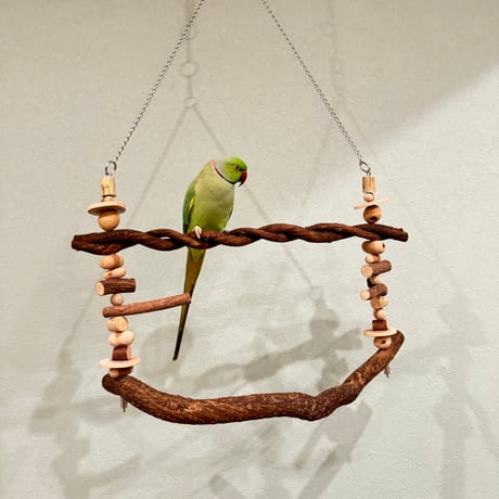 パーツ取り替え式　ハイジのブランコ②【インコのおもちゃ・自然木のとまり木】