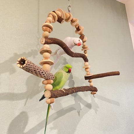 ポテトヘッドくんB　カスタムアスレチックブランコ【インコのおもちゃ・自然木のとまり木】
