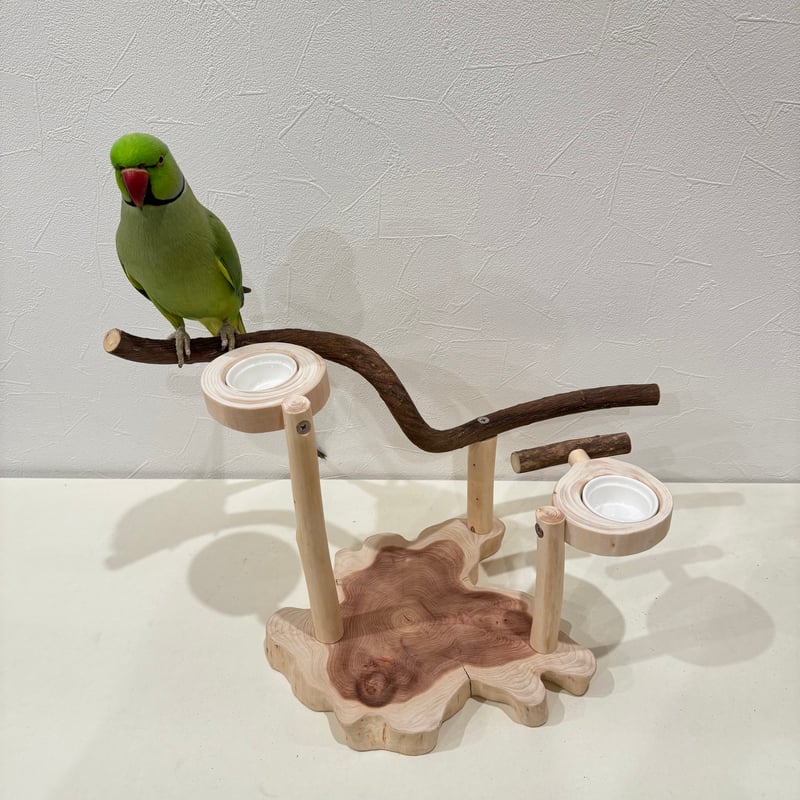 ツタのおやつ入れ付きスタンドパーチ 【インコ 自然木 止まり木