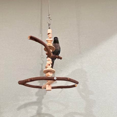 ゆらゆらUFOブランコ 【自然木の止まり木 インコのおもちゃ】