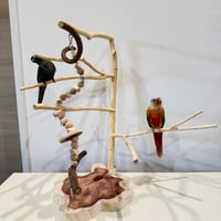 ツリーアスレチック 国産ウッドビーズのおでんくんつき【インコのおもちゃ・ブランコ・自然木のとまり木】バードアスレチック