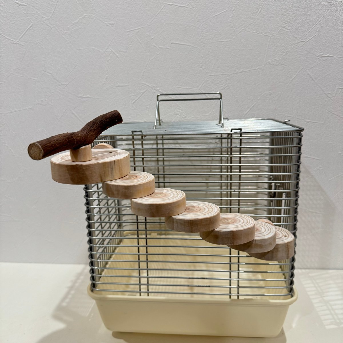 パーチつき螺旋階段（可動式） | 自然木の鳥用品 鳥豆堂