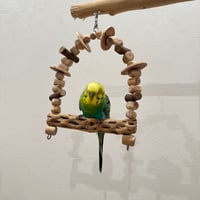カクタスと天然ウッドビーズのブランコ①【インコ おもちゃ サボテンの骨】