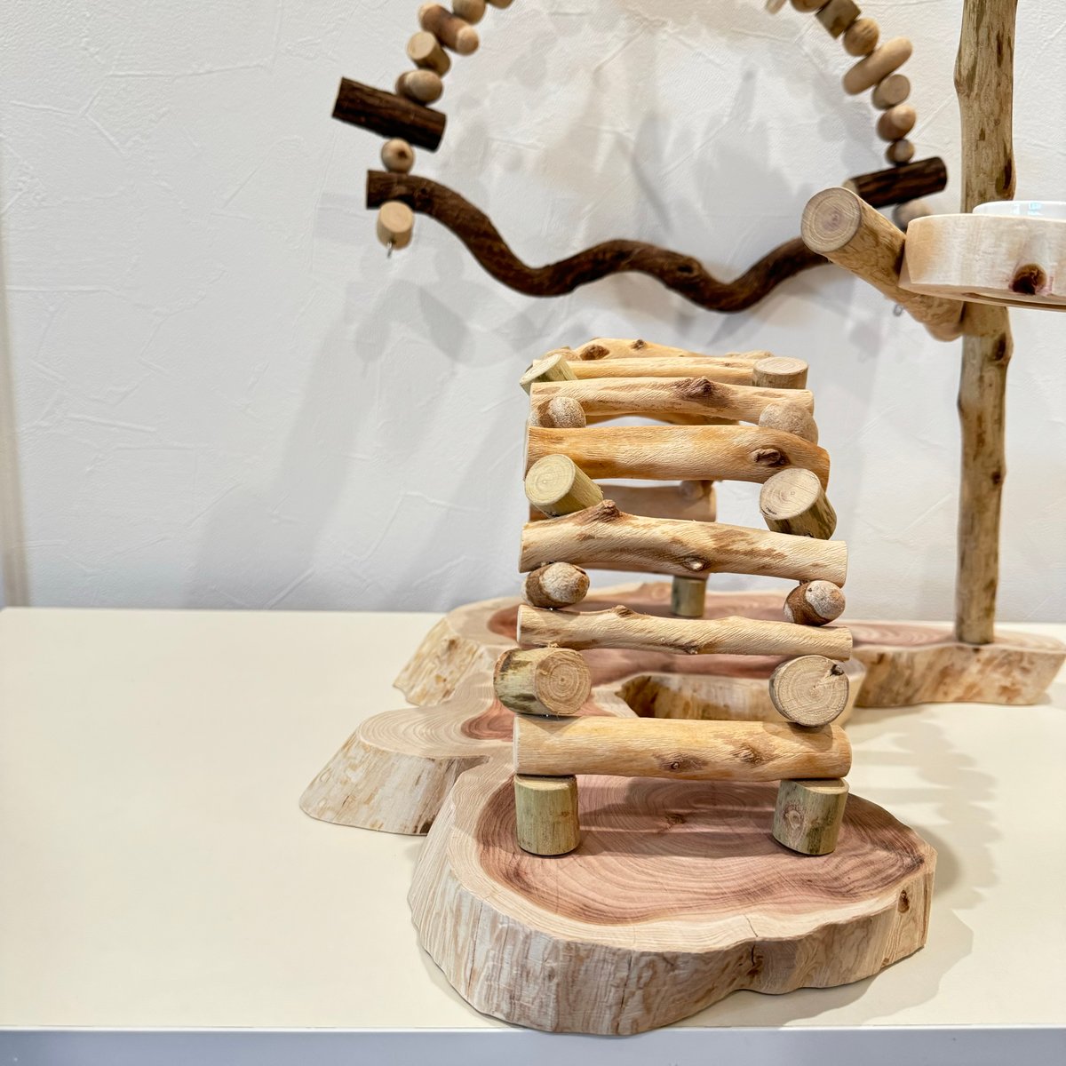 螺旋階段とトンネルアーチのバードアスレチック【インコのおもちゃ