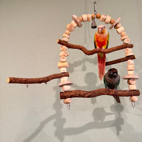 ポテトヘッドくん　ツタステンレスベルのカスタムブランコ【自然木 天然木 止まり木インコ・小鳥のおもちゃ】