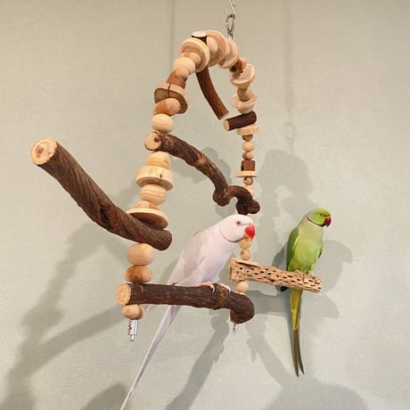 ポテトヘッドくんA　カスタムアスレチックブランコ【インコのおもちゃ・自然木のとまり木】