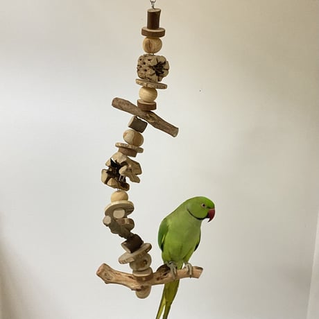 おでんくん【シロハラサイズ】③カクタスと天然ウッドビーズのゆらゆらおもちゃ
