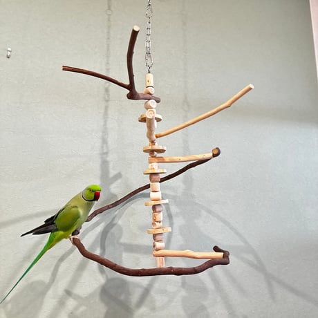 コトリのなる木カスタム　つり下げゆらゆらバードアスレチック【インコ・オウムのおもちゃ・自然木の止まり木】