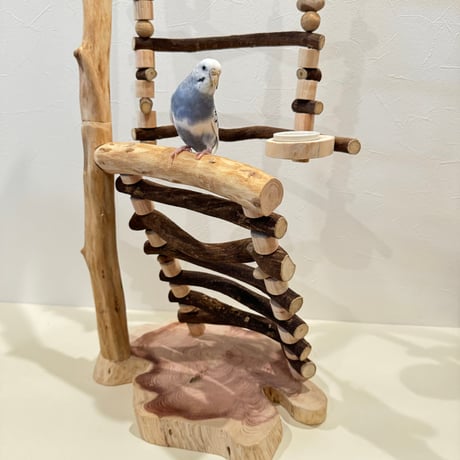 【小型・中型向け】梯子とハイジのブランコ【インコのおもちゃ・自然木のとまり木】