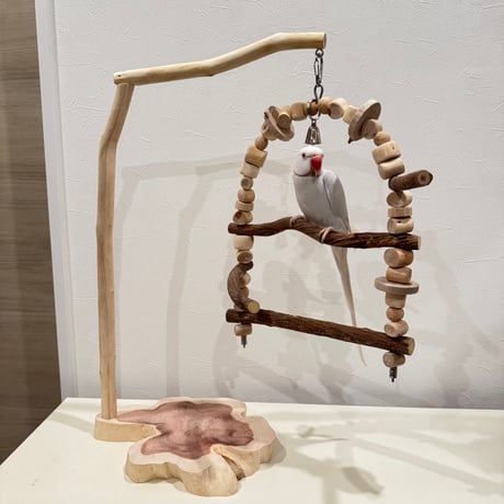 ポテトヘッドくん おもちゃスタンド【インコのおもちゃ・ブランコ・自然木のとまり木】バードアスレチック