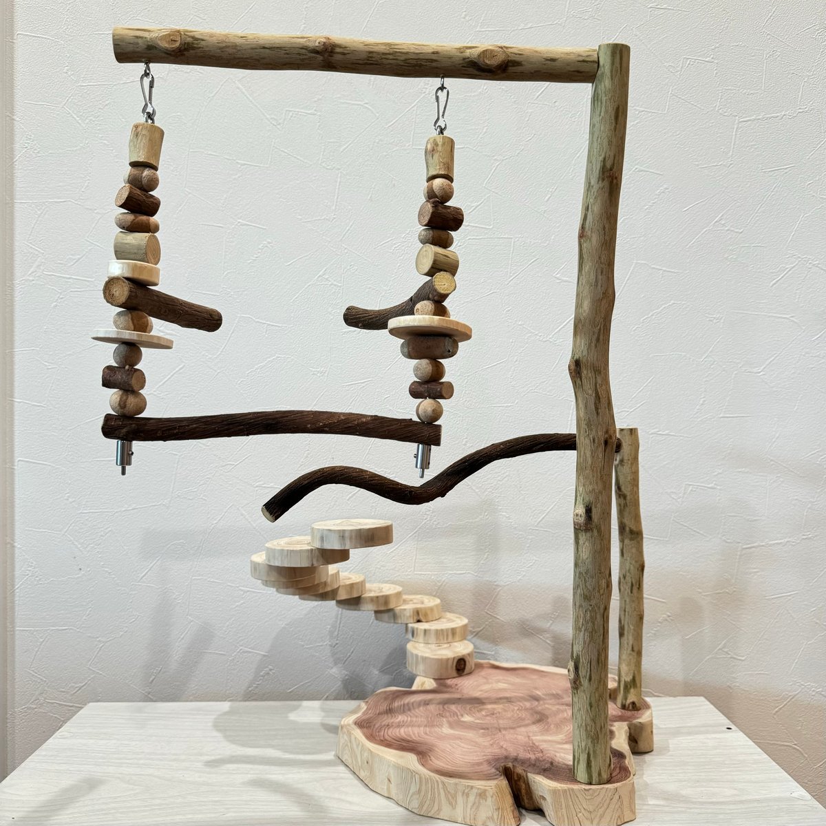 螺旋階段とハイジブランコのバードアスレチック【インコのおもちゃ