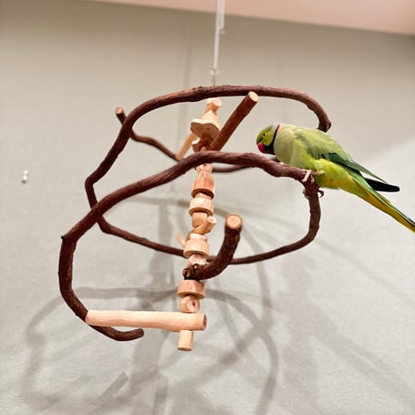 コトリのなる木カスタム　つり下げゆらゆらバードアスレチック【インコ・オウムのおもちゃ・自然木の止まり木】