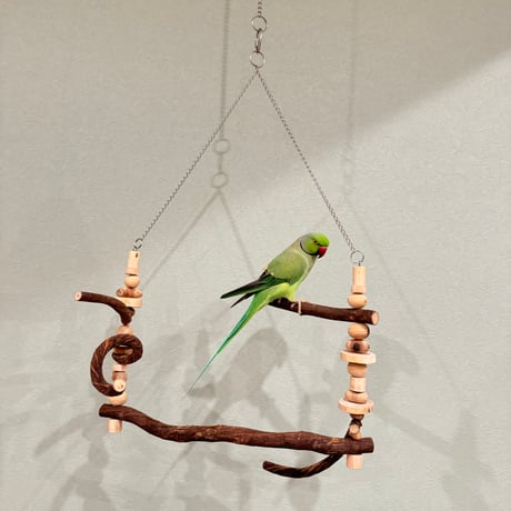 パーツ取り替え式　ハイジのブランコ【インコのおもちゃ・自然木のとまり木】