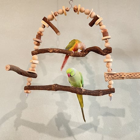 ポテトヘッドくんB　カスタムアスレチックブランコ【インコのおもちゃ・自然木のとまり木】