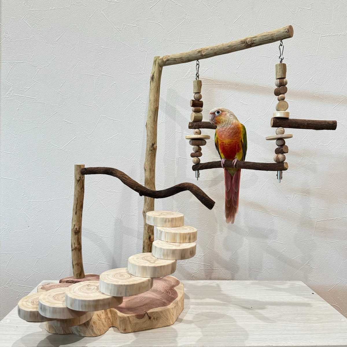 螺旋階段とハイジブランコのバードアスレチック【インコのおもちゃ
