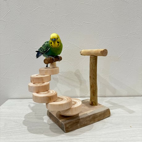 螺旋階段のミニアスレチック②【インコのおもちゃ・自然木のとまり木】