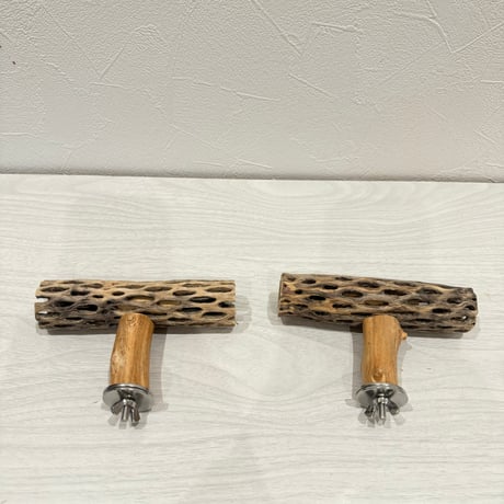 【okame7HSPHOTC様専用】極小サイズカクタスパーチ  おやつ入れつき丸太パーチ