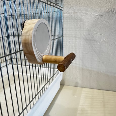 セキセイさんサイズ 鏡付きパーチ【インコのおもちゃ 天然木の止まり木】