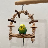 カクタスと天然ウッドビーズのブランコ②【インコ おもちゃ サボテンの骨】