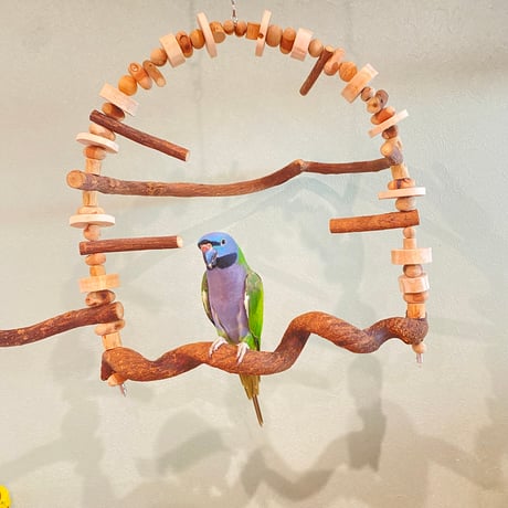ポテトヘッドくん　カスタムアスレチックブランコ【インコのおもちゃ・自然木のとまり木】