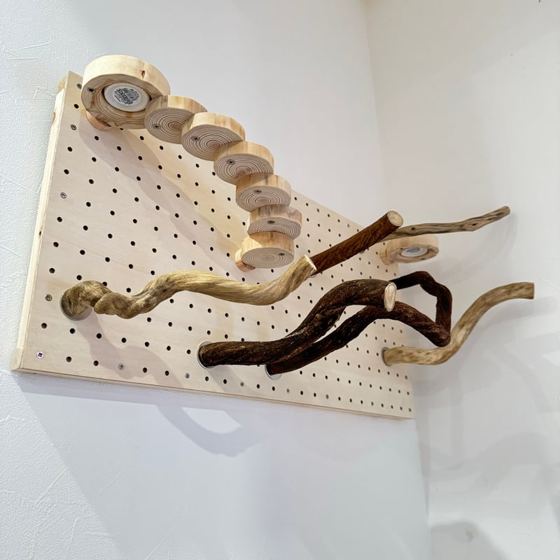 自由にカスタム 壁掛けバードアスレチック【B】 | 自然木の鳥用品 鳥豆