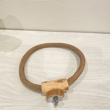 自然木（ツタ）のドーナツパーチ⑥ パーチ直径1cm／円直径15.5×15cm
