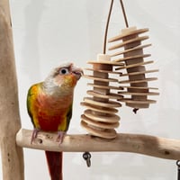 桧のミノムシちゃんミニ【インコのおもちゃ ストレス発散 自然木 ガジガジ】