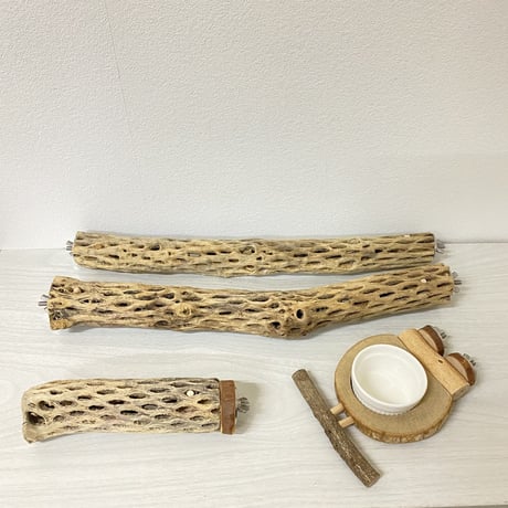 【オカメママ様専用】おやつ入れ付きテーブルパーチ・ケージサイズカクタスパーチ・カクタスパーチ