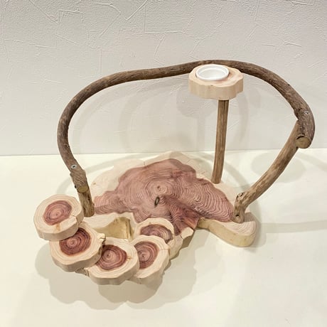 ちょこっとオヤツ入れ付きツタとカイヅカの螺旋階段のスタンドパーチ【インコのおもちゃ・ブランコ・自然木のとまり木】バードアスレチック