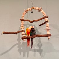 ポテトヘッドくん　ツタステンレスベルのカスタムブランコ【自然木 天然木 止まり木インコ・小鳥のおもちゃ】