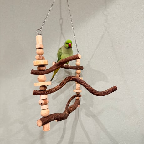 パーツ取り替え式　ハイジのブランコ【インコのおもちゃ・自然木のとまり木】