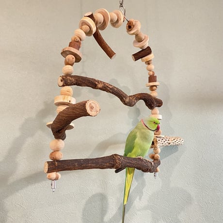 ポテトヘッドくんB　カスタムアスレチックブランコ【インコのおもちゃ・自然木のとまり木】