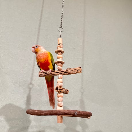 ゆらゆらUFOブランコ 【自然木の止まり木 インコのおもちゃ】