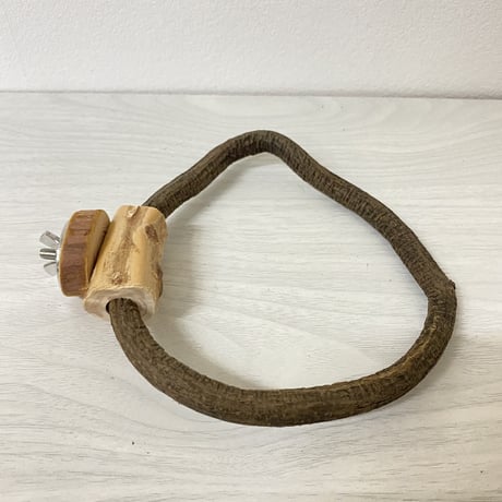 自然木（ツタ）のドーナツパーチ④　パーチ直径1.2cm／円直径15×14cm