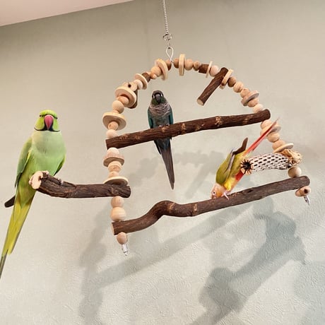 ポテトヘッドくんA　カスタムアスレチックブランコ【インコのおもちゃ・自然木のとまり木】