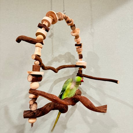 【小型から中型さん用】ポテトヘッドくん　カスタムアスレチックブランコ【インコのおもちゃ・自然木のとまり木】