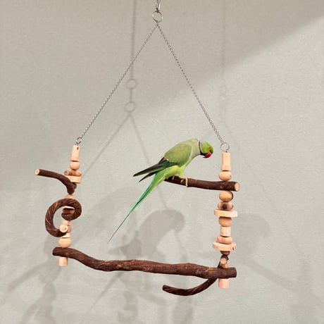 パーツ取り替え式　ハイジのブランコ【インコのおもちゃ・自然木のとまり木】