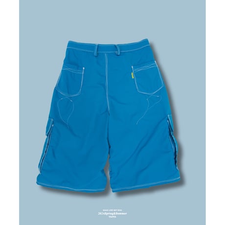 Irregular Stitch Jorts / Blue
