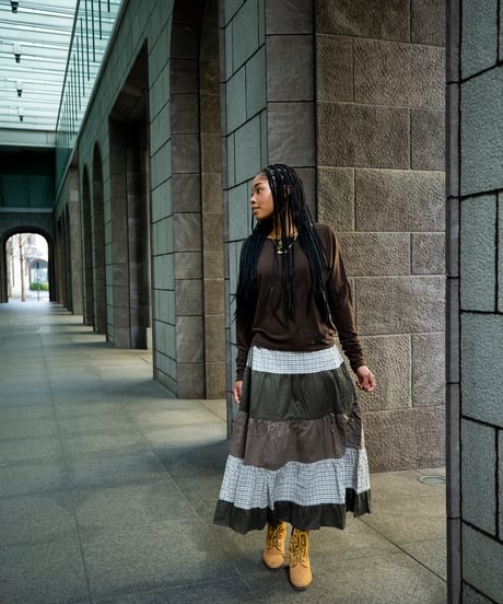 Tiered Blue Midi Skirt / Tiered Brown Midi Skirt (MT-82)