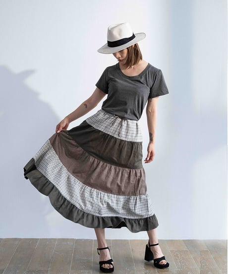 Tiered Blue Midi Skirt / Tiered Brown Midi Skirt (MT-82)