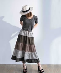Tiered Blue Midi Skirt / Tiered Brown Midi Skirt (MT-82)