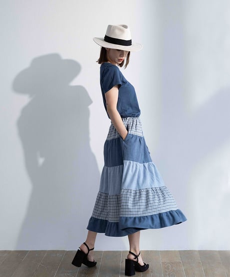 Tiered Blue Midi Skirt / Tiered Brown Midi Skirt (MT-82)