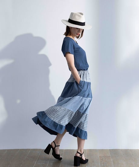 Tiered Blue Midi Skirt / Tiered Brown Midi Skirt (MT-82)