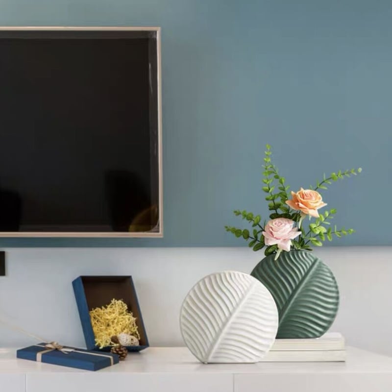 葉のテクスチャ花瓶 Sサイズ WH | Mulan Magnolia