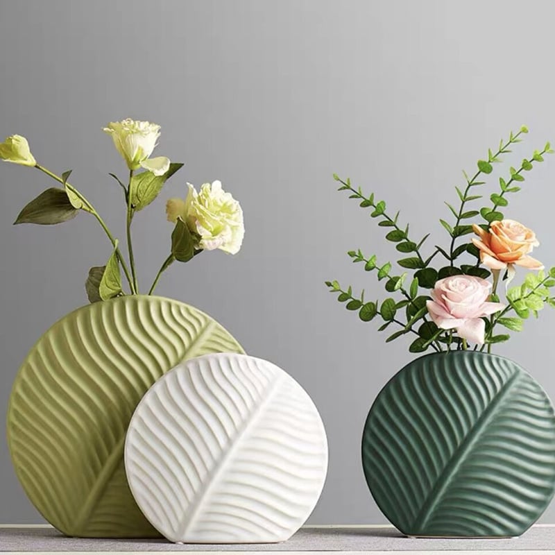 葉のテクスチャ花瓶 Sサイズ WH | Mulan Magnolia
