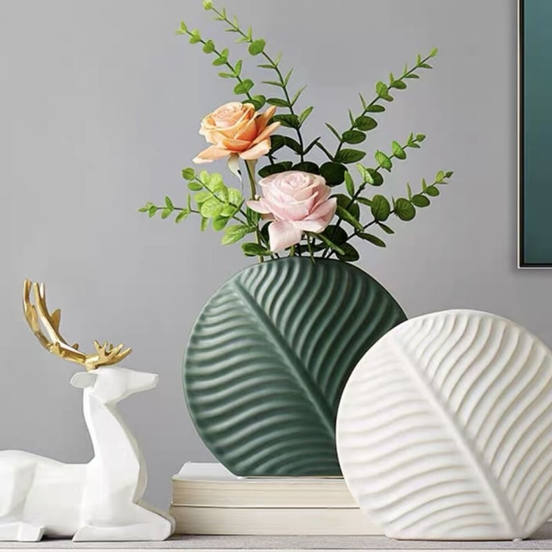 葉のテクスチャ花瓶 Sサイズ WH | Mulan Magnolia