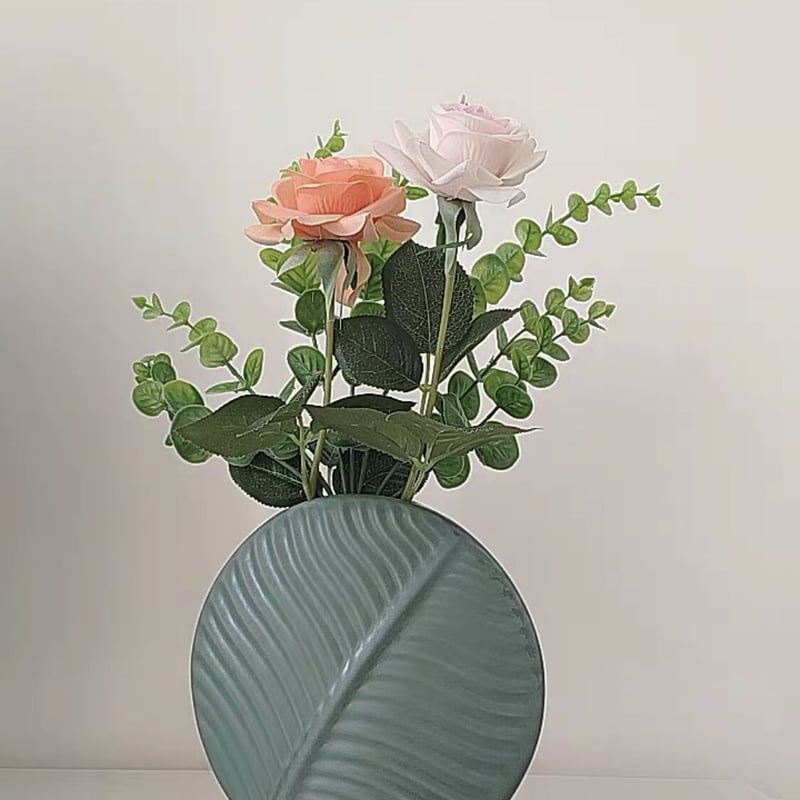 葉のテクスチャ花瓶 Sサイズ WH | Mulan Magnolia