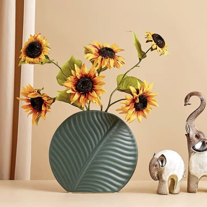 花と葉のデザイン 花瓶 葉のテクスチャ花瓶 Sサイズ WH | Mulan Magnolia