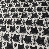 刺繍テキスタイル　モノグラムクロッチ【白地x黒】（50cm x 生地巾107cm）