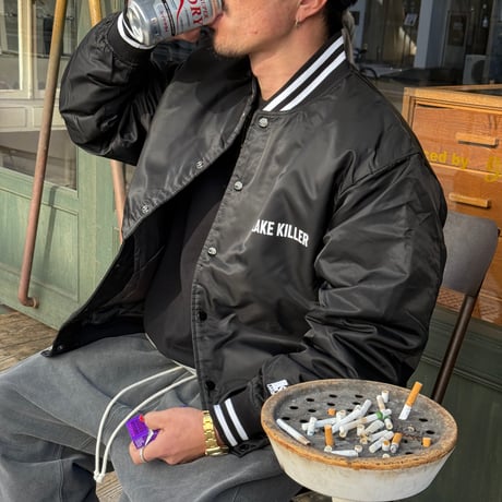 NYLON VARSITY JACKET (BLACK)